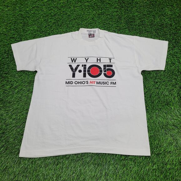 Vintage WYHT Y-105 Ohio Radio Shirt Womens XL 23x26 White - Picture 1 of 12